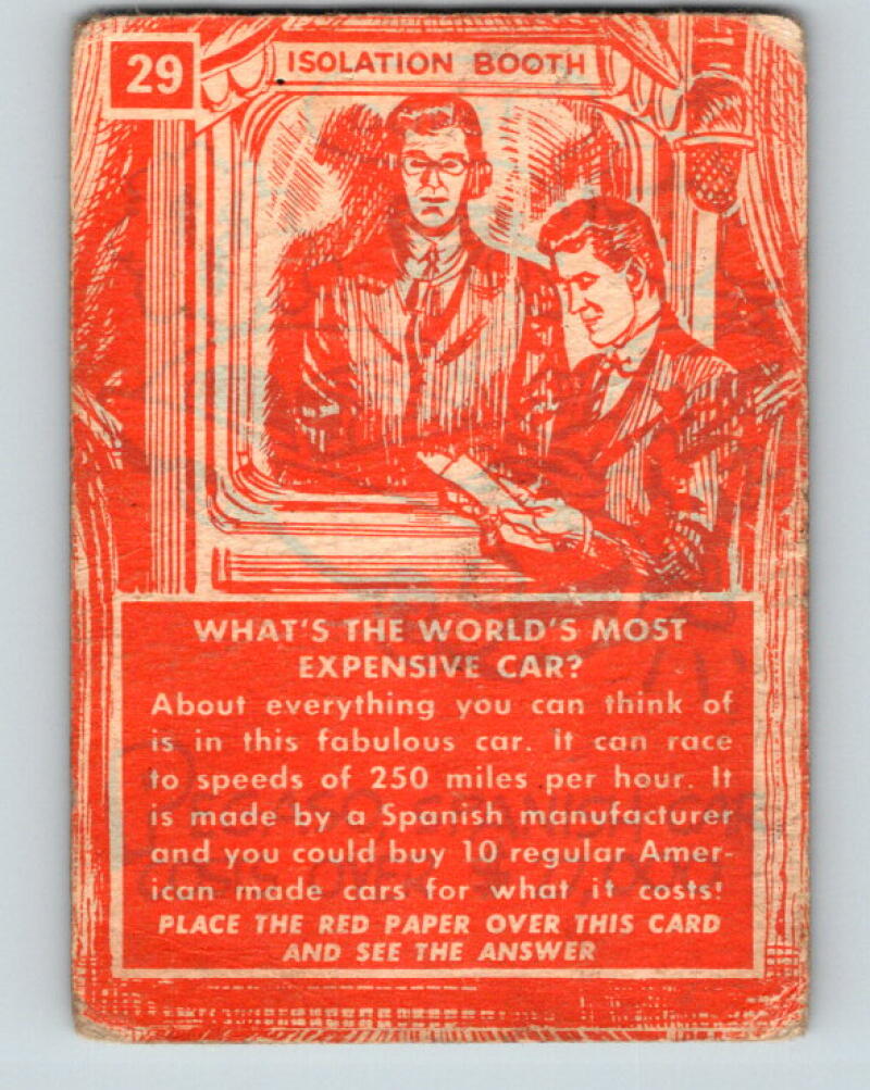 1957 Topps Isolation Booth #29 What's the world's most expensive car? V7348