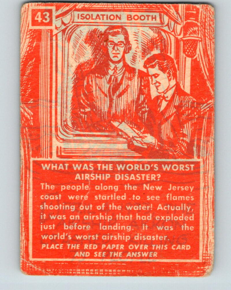 1957 Topps Isolation Booth #43 What was the world's worst airship disaster? V7352