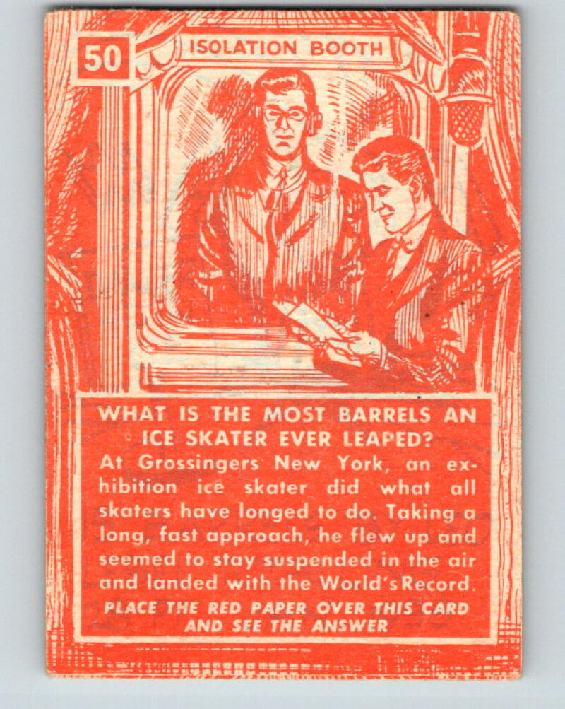1957 Topps Isolation Booth #50 What's the most barrels an ice skater ever leaped? V7354