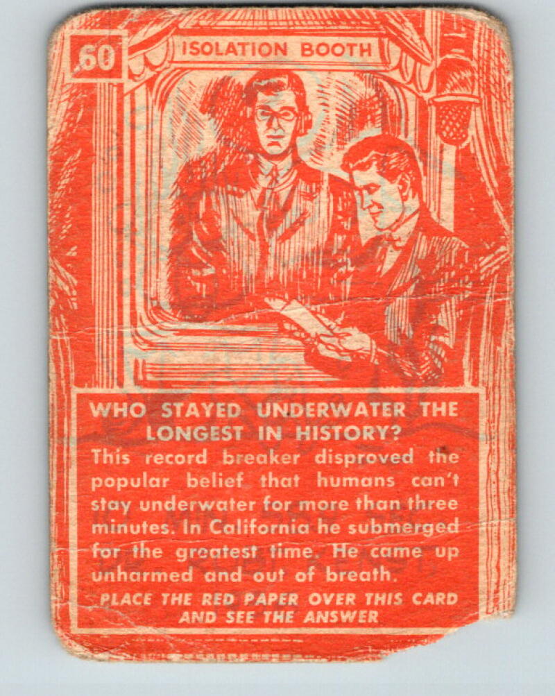 1957 Topps Isolation Booth #60 What is the record for staying under water? V7356
