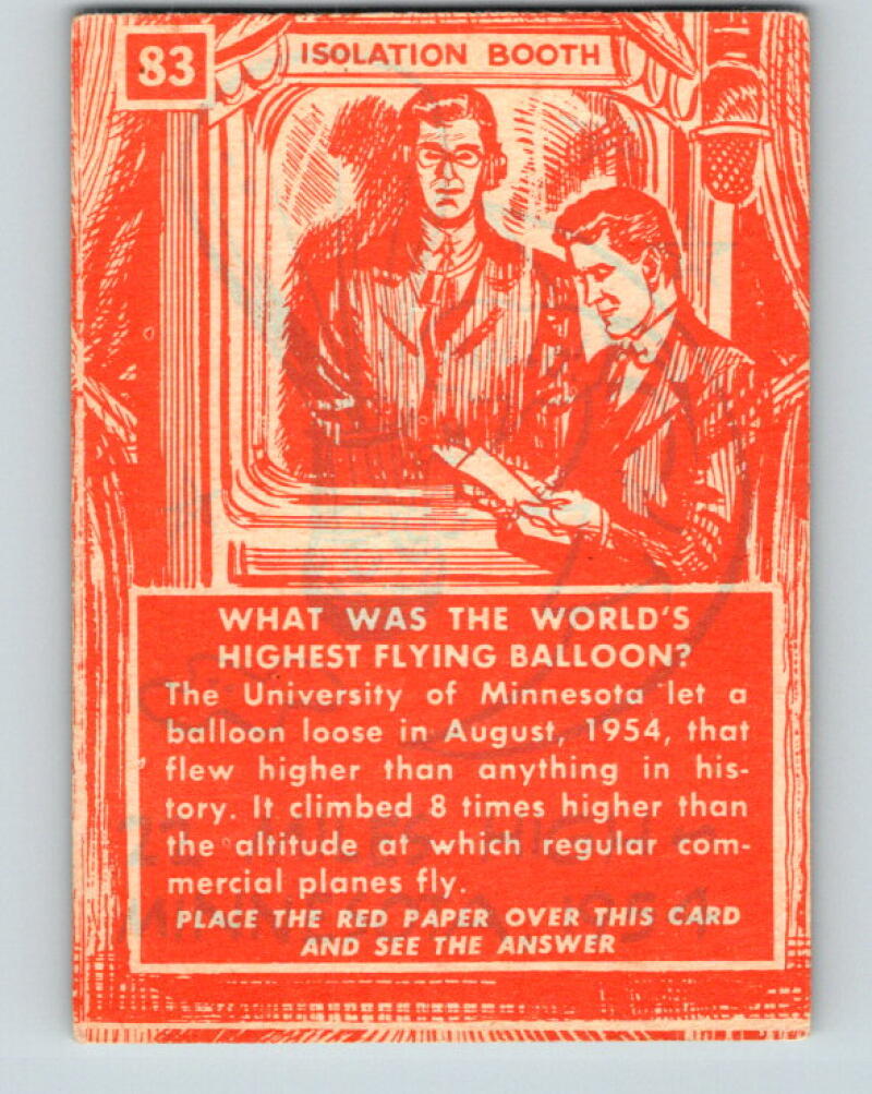1957 Topps Isolation Booth #83 What was the world's highest flying balloon? V7358