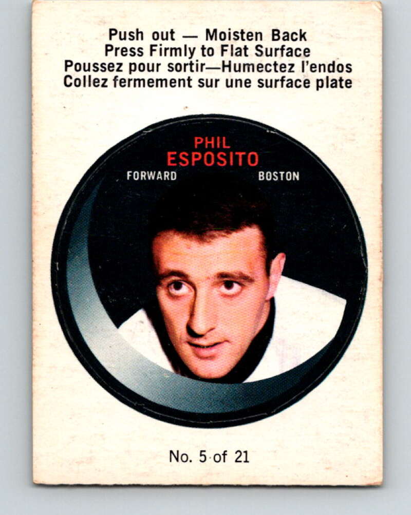 1968-69 O-Pee-Chee Puck Stickers #5 Phil Esposito Boston Bruins V7360