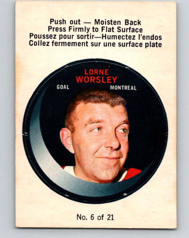 1968-69 O-Pee-Chee Puck Stickers #6 Gump Worsley Montreal Canadiens V7361