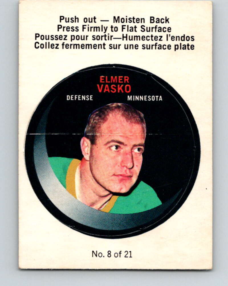 1968-69 O-Pee-Chee Puck Stickers #8 Elmer Vasko Minnesota North Stars V7363