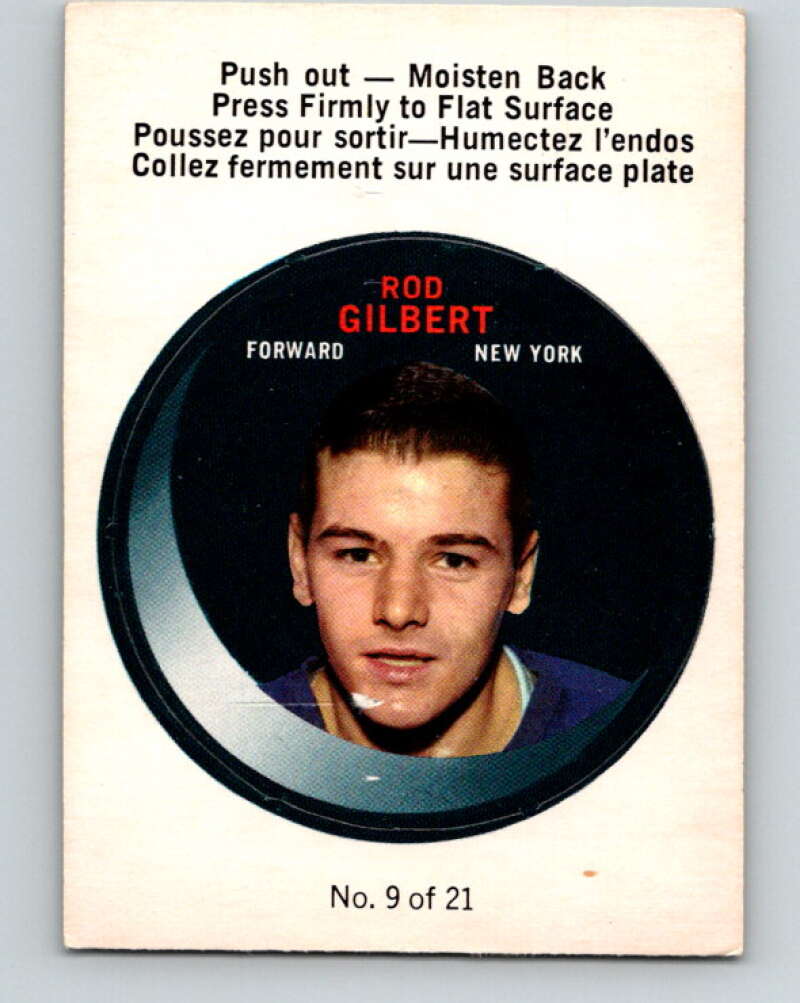 1968-69 O-Pee-Chee Puck Stickers #9 Rod Gilbert New York Rangers V7365