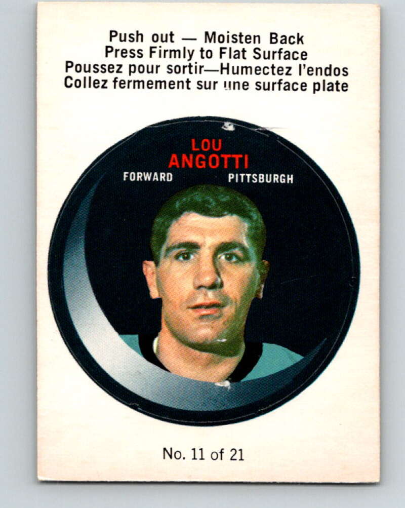 1968-69 O-Pee-Chee Puck Stickers #11 Lou Angotti Pittsburgh Penguins V7369