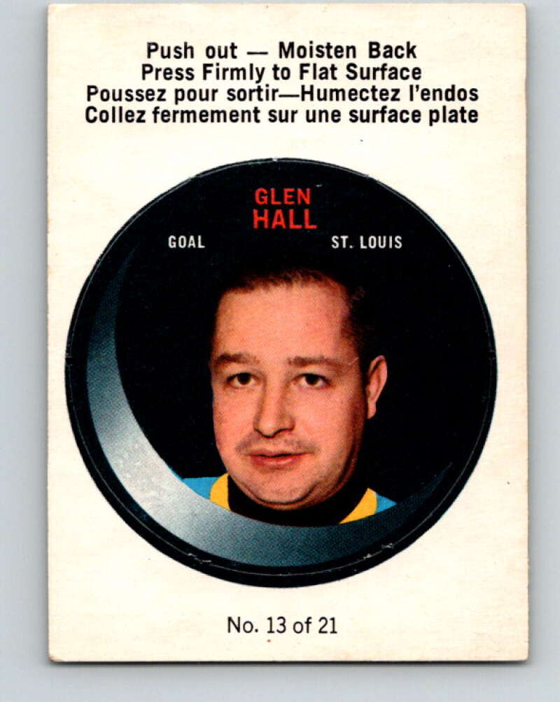 1968-69 O-Pee-Chee Puck Stickers #13 Glenn Hall UER St. Louis Blues V7371