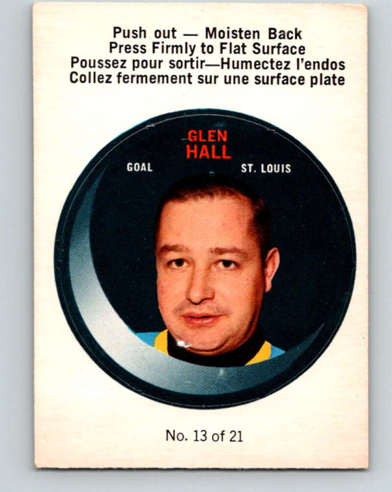 1968-69 O-Pee-Chee Puck Stickers #13 Glenn Hall UER St. Louis Blues V7372