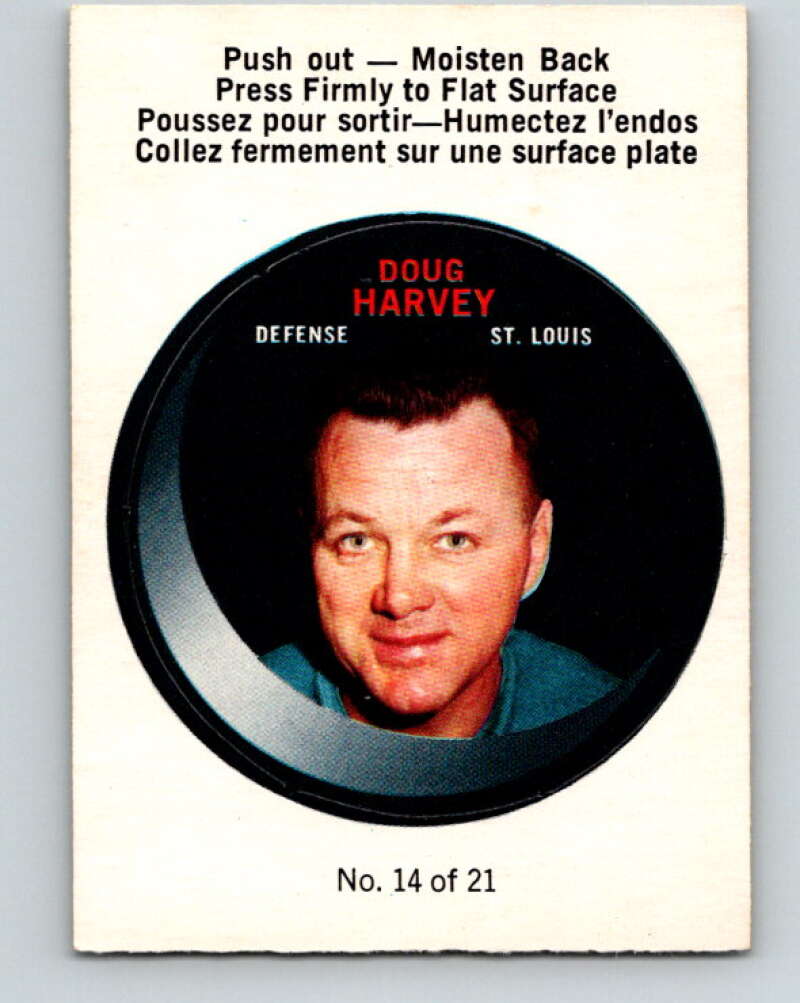1968-69 O-Pee-Chee Puck Stickers #14 Doug Harvey St. Louis Blues V7373
