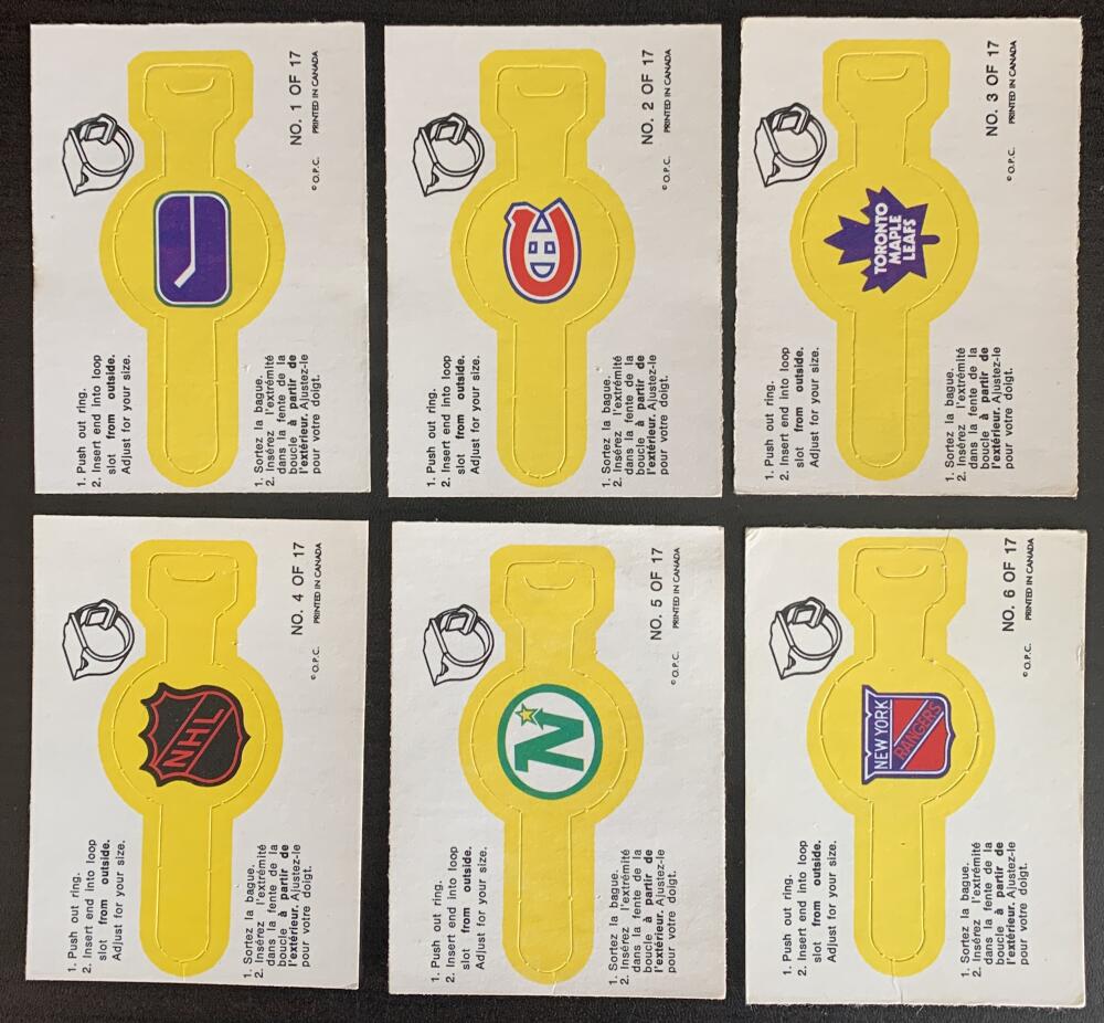 1973-74 O-Pee-Chee Rings Complete Set 1-17 Vintage Hockey 08228