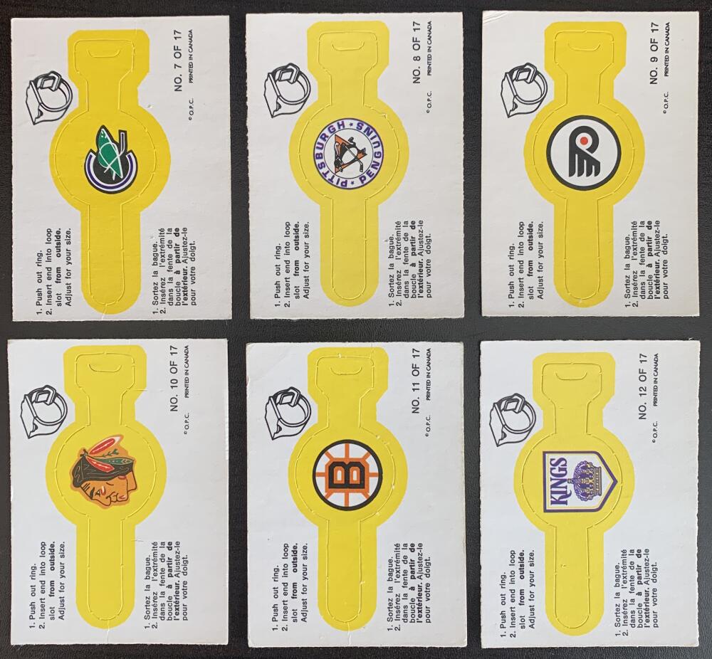 1973-74 O-Pee-Chee Rings Complete Set 1-17 Vintage Hockey 08228