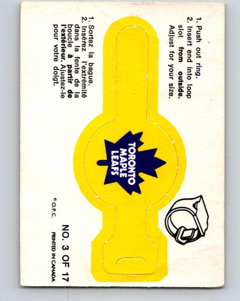1973-74 O-Pee-Chee Rings #3 Toronto Maple Leafs Team Crest V7383