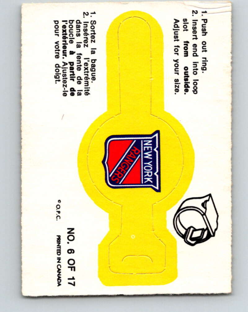 1973-74 O-Pee-Chee Rings #6 New York Rangers Team Crest V7387