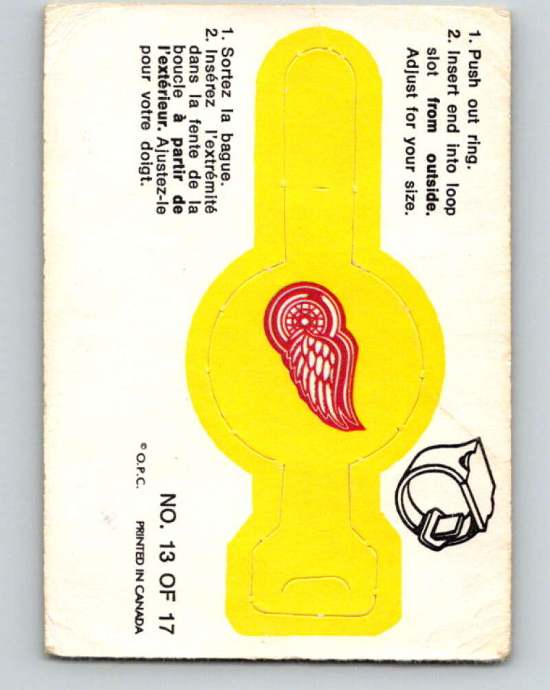 1973-74 O-Pee-Chee Rings #13 Detroit Red Wings Team Crest V7398