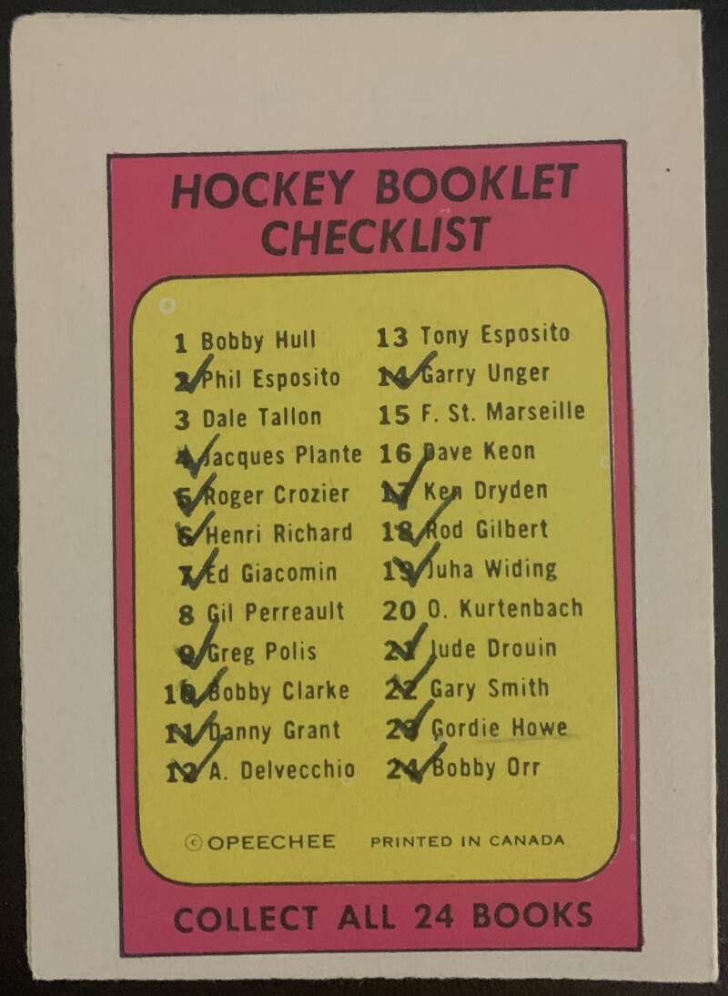 1971-72 O-Pee-Chee Booklets #2 Phil Esposito Boston Bruins V7400