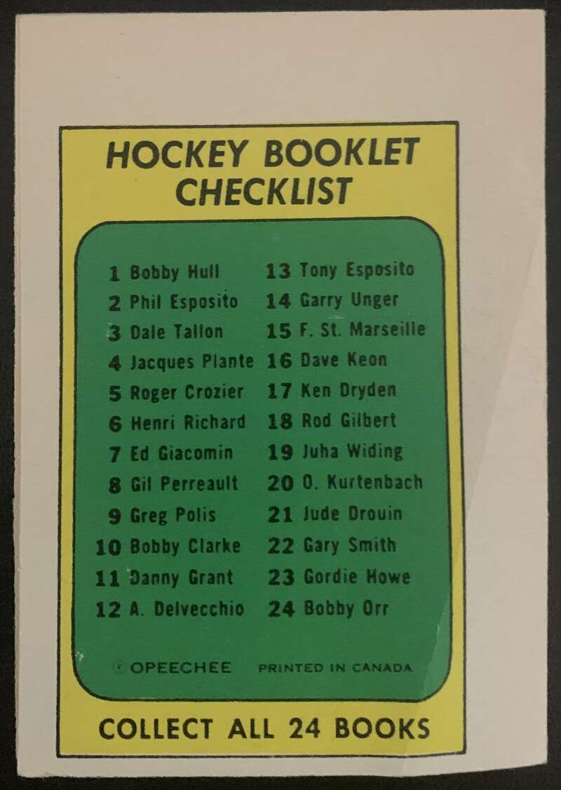 1971-72 O-Pee-Chee Booklets #4 Jacques Plante Toronto Maple Leafs V7401