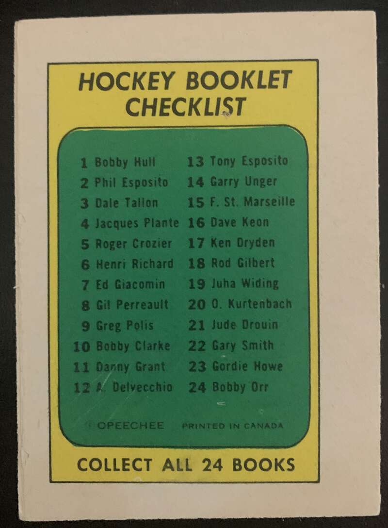 1971-72 O-Pee-Chee Booklets #4 Jacques Plante Toronto Maple Leafs V7403