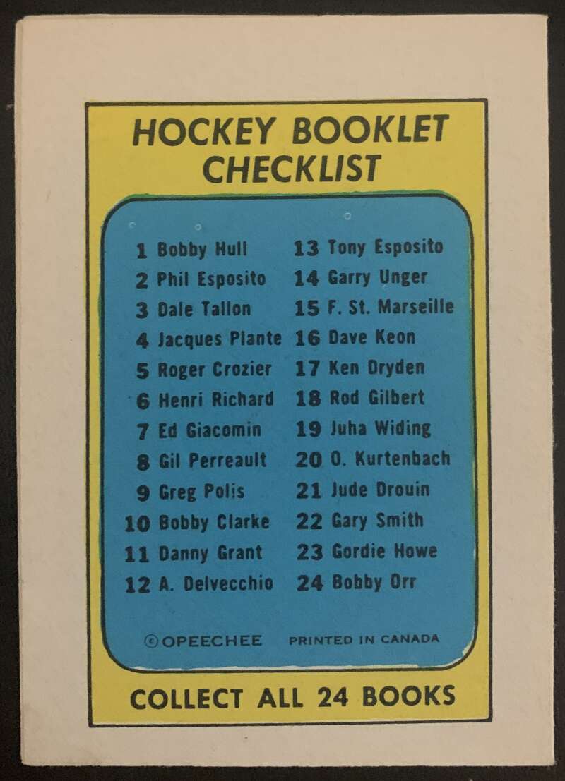 1971-72 O-Pee-Chee Booklets #5 Roger Crozier Buffalo Sabres V7405