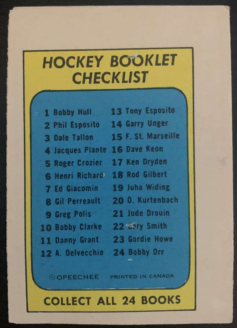 1971-72 O-Pee-Chee Booklets #5 Roger Crozier Buffalo Sabres V7406
