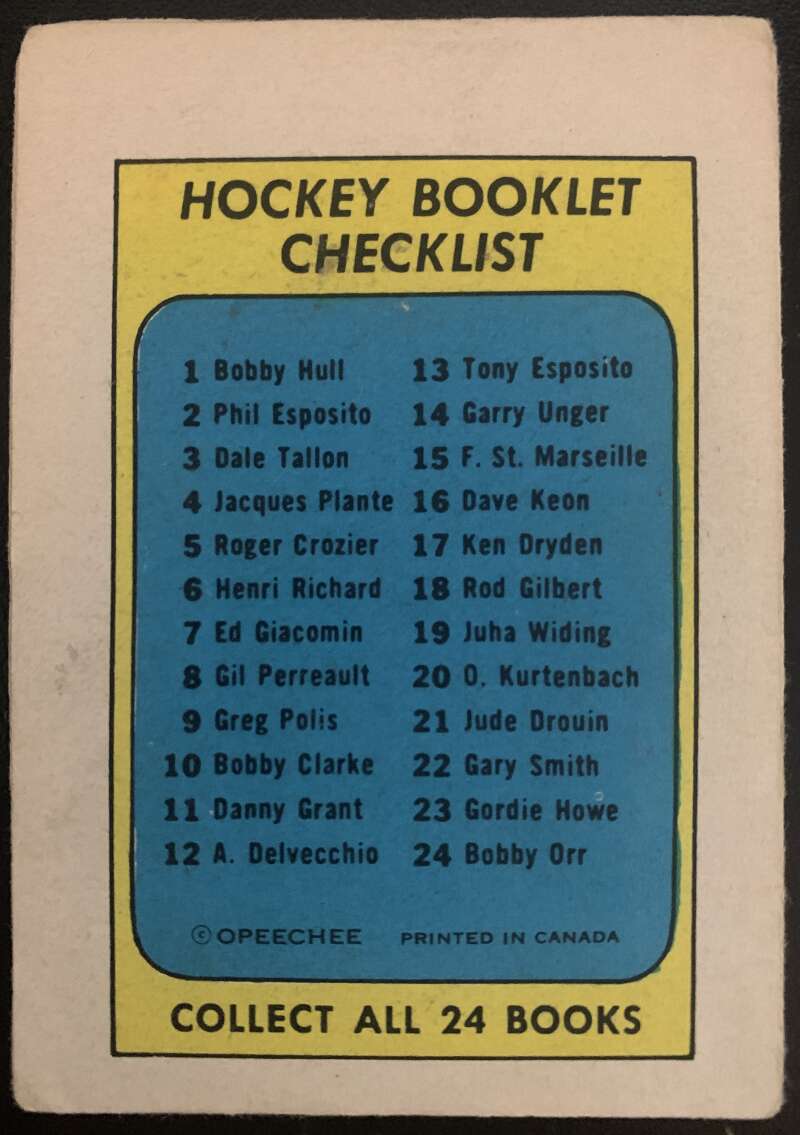1971-72 O-Pee-Chee Booklets #5 Roger Crozier Buffalo Sabres V7407