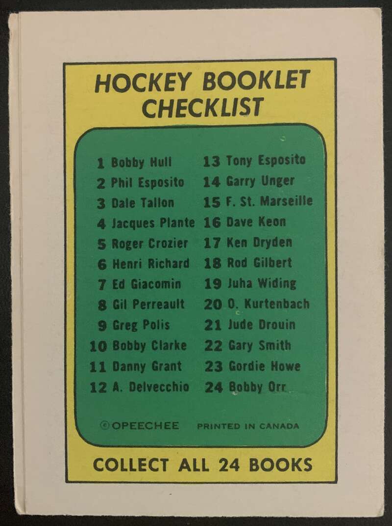 1971-72 O-Pee-Chee Booklets #8 Gilbert Perreault Buffalo Sabres V7417