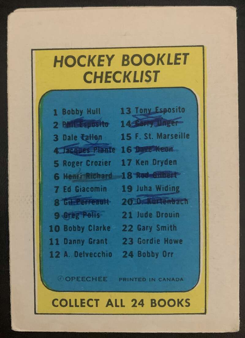 1971-72 O-Pee-Chee Booklets #9 Greg Polis Pittsburgh Penguins V7418