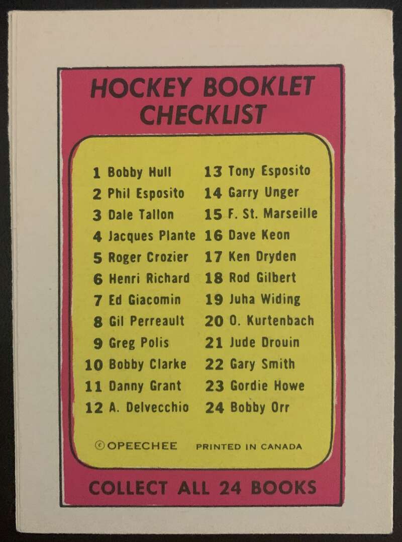 1971-72 O-Pee-Chee Booklets #11 Danny Grant Minnesota North Stars V7421