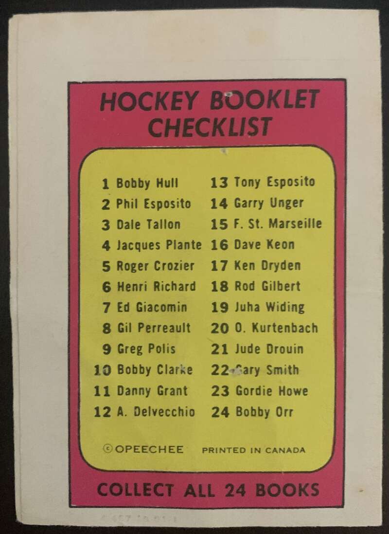 1971-72 O-Pee-Chee Booklets #11 Danny Grant Minnesota North Stars V7424