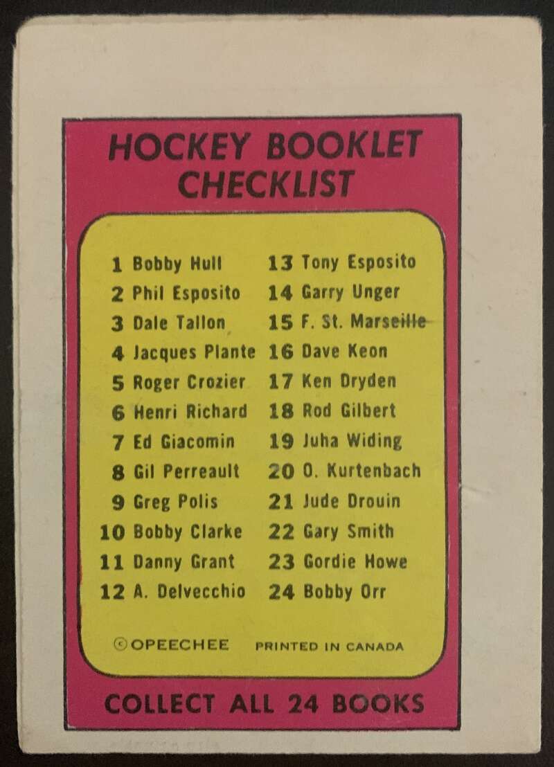 1971-72 O-Pee-Chee Booklets #11 Danny Grant Minnesota North Stars V7425
