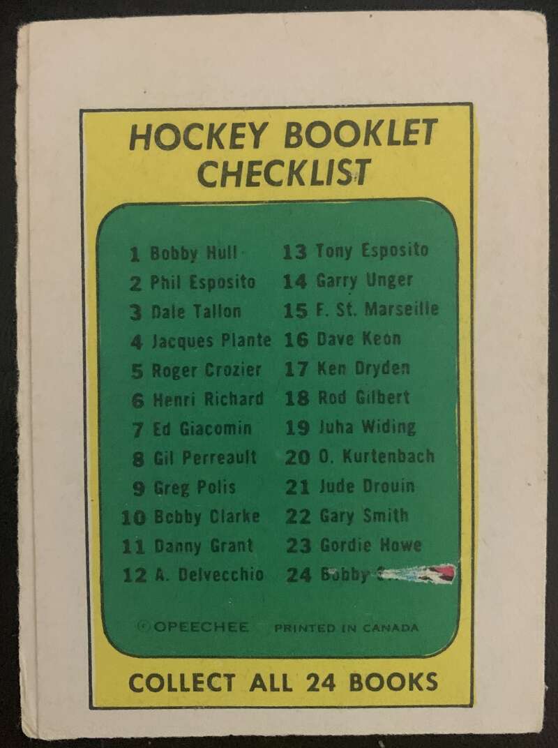 1971-72 O-Pee-Chee Booklets #12 Alex Delvecchio Detroit Red Wings V7427