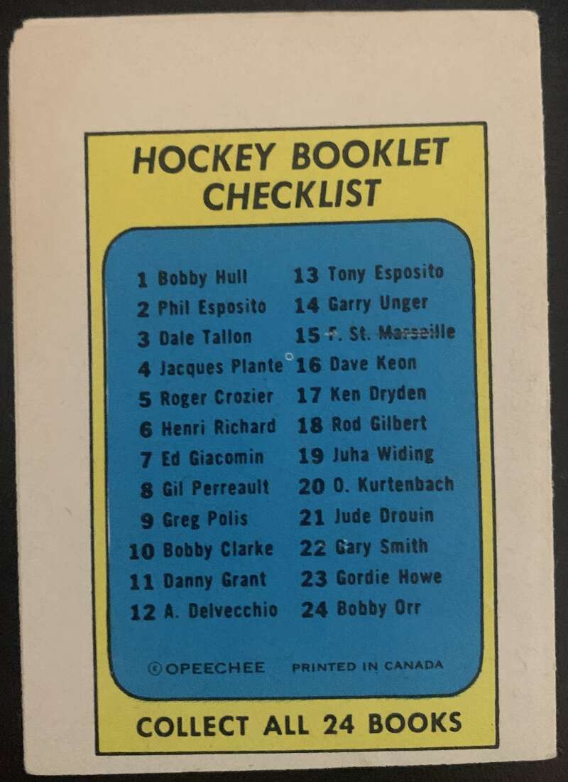 1971-72 O-Pee-Chee Booklets #13 Tony Esposito Chicago Blackhawks V7431