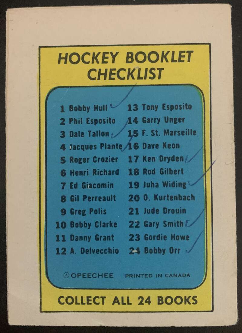 1971-72 O-Pee-Chee Booklets #17 Ken Dryden Montreal Canadiens V7445