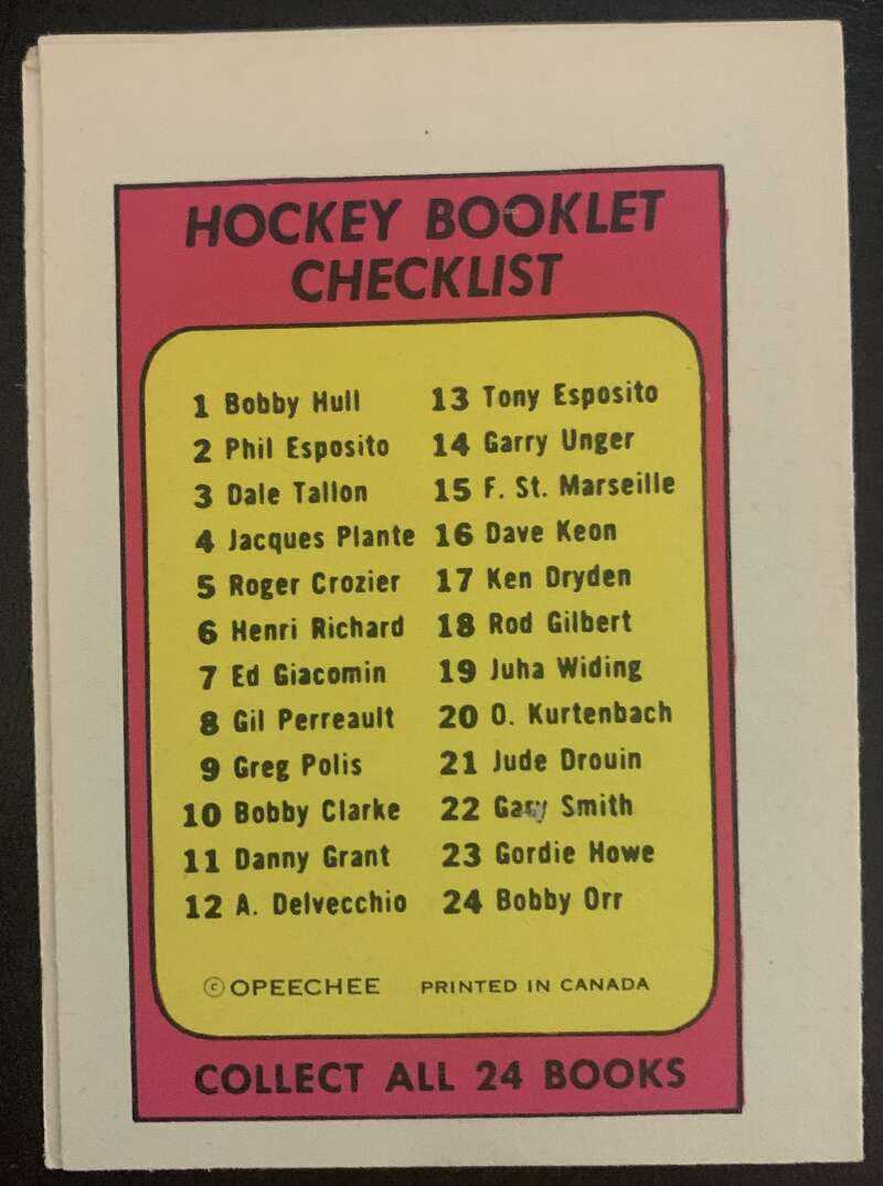 1971-72 O-Pee-Chee Booklets #19 Juha Widing Los Angeles Kings V7446