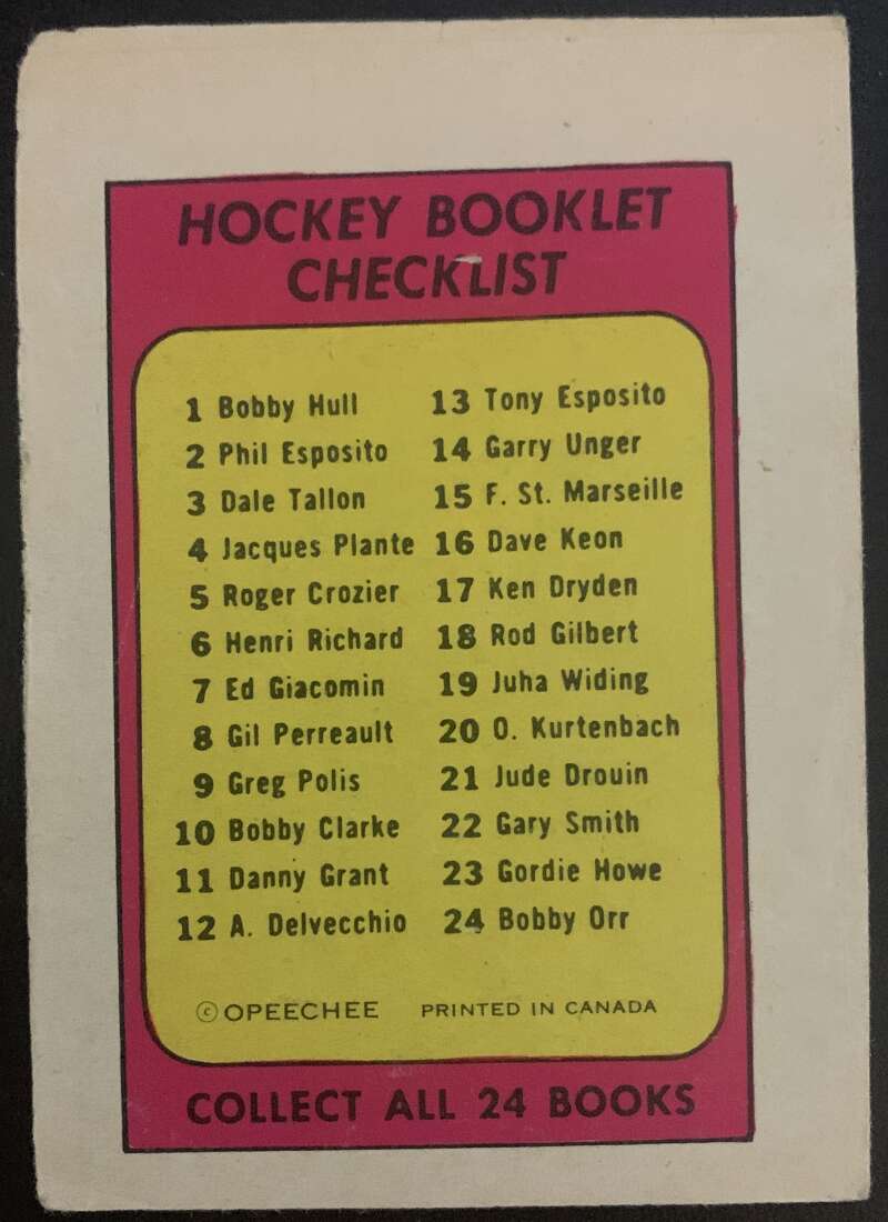 1971-72 O-Pee-Chee Booklets #19 Juha Widing Los Angeles Kings V7449