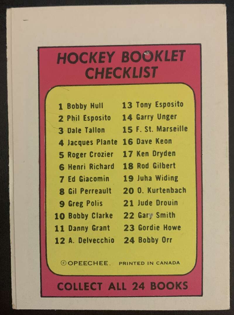 1971-72 O-Pee-Chee Booklets #22 Gary Smith California Golden Seals V7452