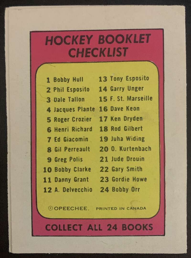 1971-72 O-Pee-Chee Booklets #22 Gary Smith California Golden Seals V7453