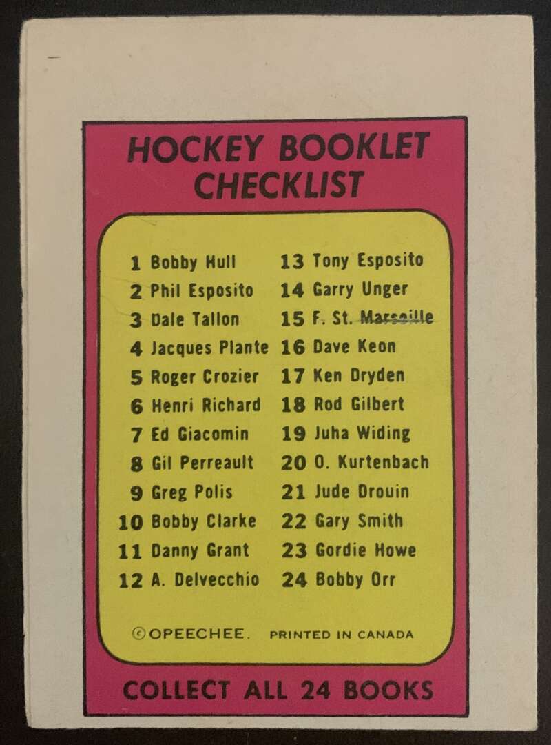 1971-72 O-Pee-Chee Booklets #22 Gary Smith California Golden Seals V7454