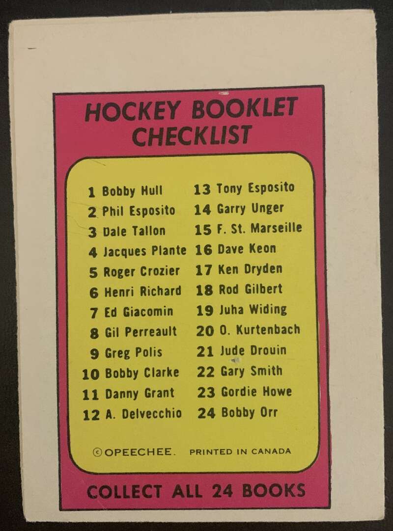 1971-72 O-Pee-Chee Booklets #22 Gary Smith California Golden Seals V7455