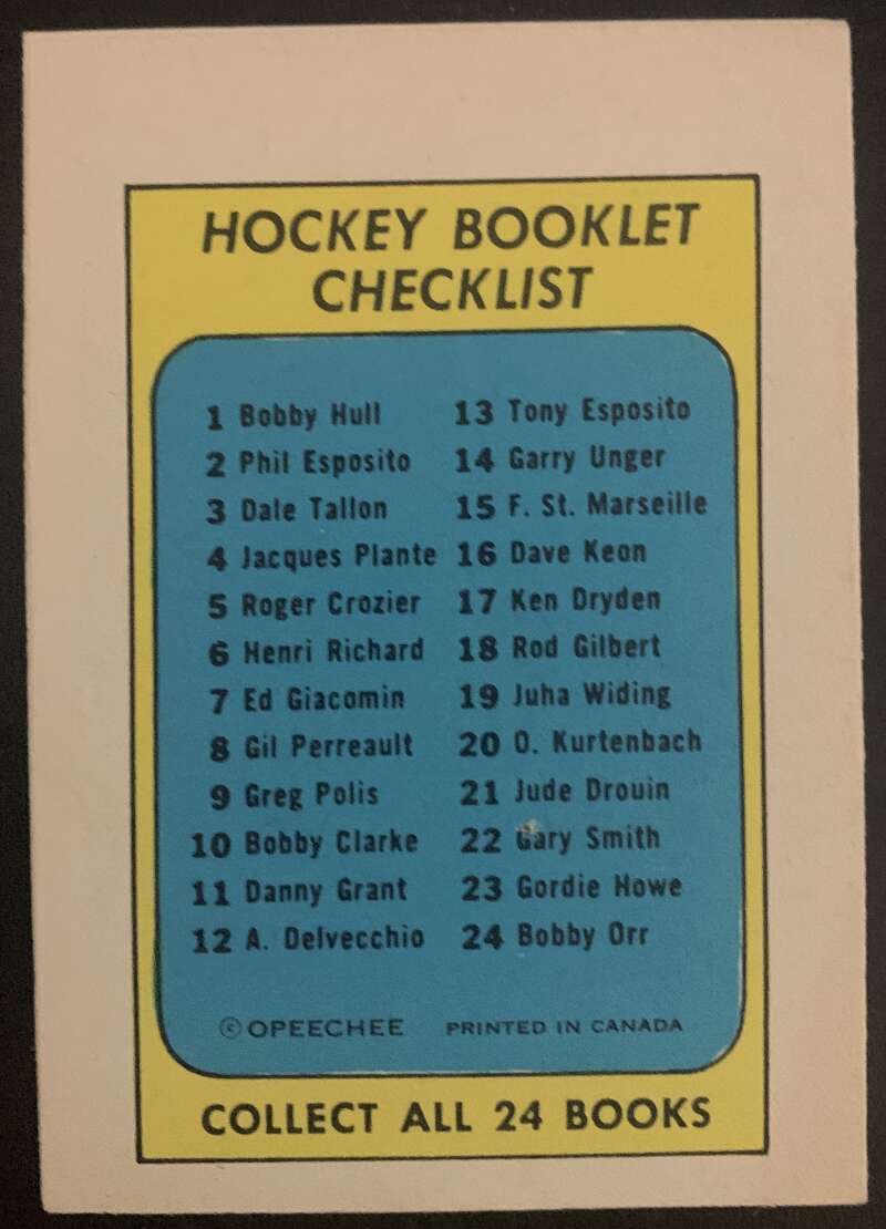 1971-72 O-Pee-Chee Booklets #24 Bobby Orr Boston Bruins V7457