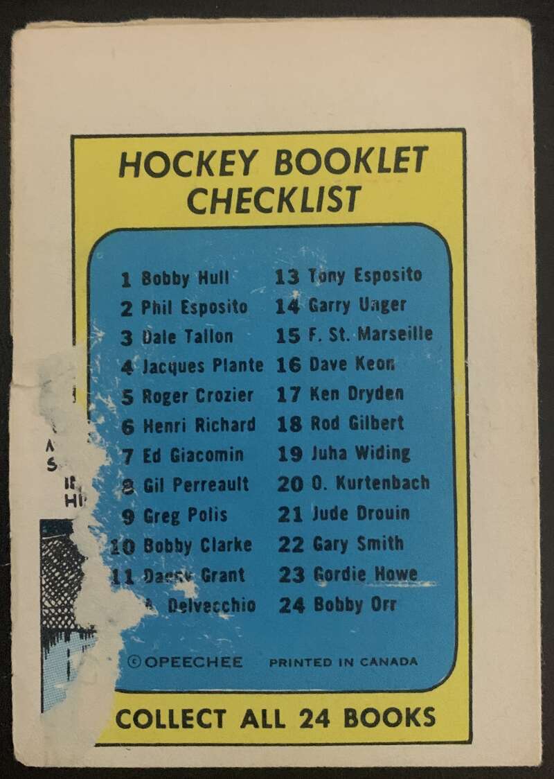 1971-72 O-Pee-Chee Booklets #24 Bobby Orr Boston Bruins V7458
