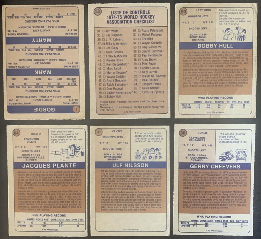 1974-75 WHA O-Pee-Chee NHL Hockey Complete Set 1-66 EX-NM *0171