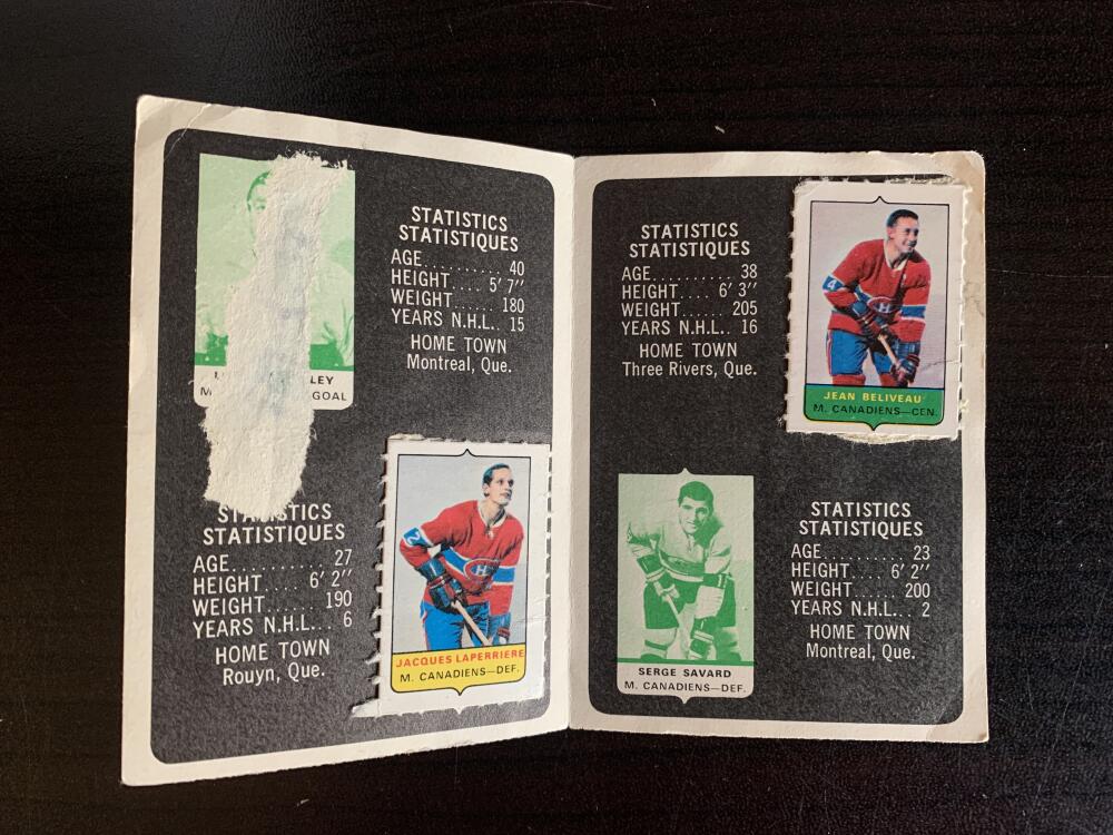 V7589--1969-70 O-Pee-Chee Four-in-One Card Album Montreal Canadiens