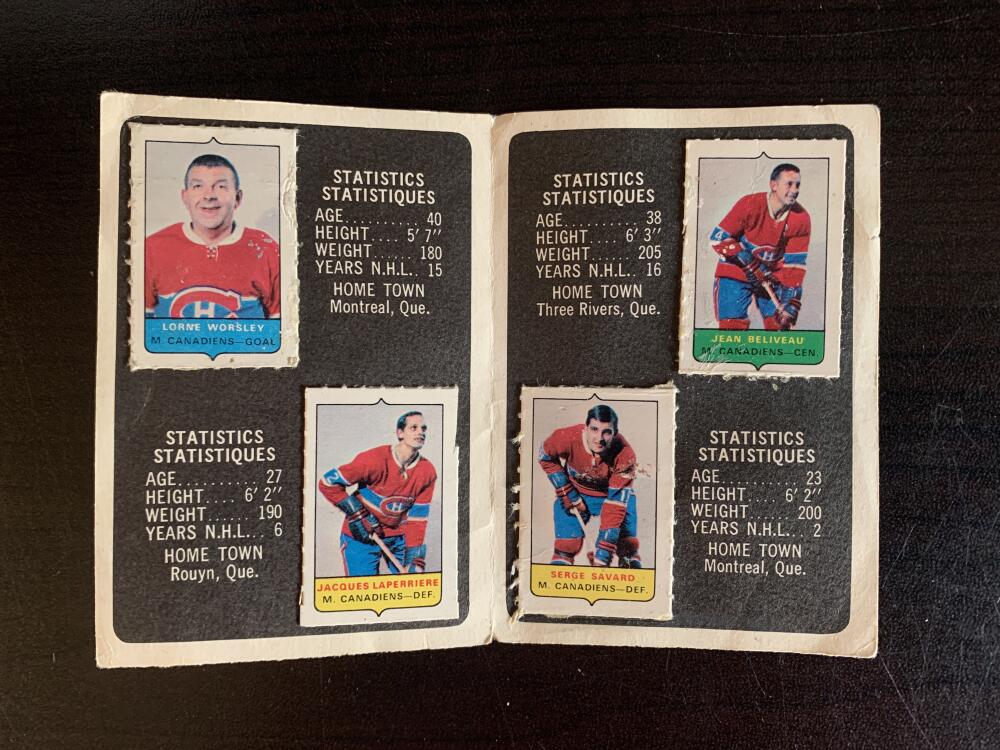 V7590--1969-70 O-Pee-Chee Four-in-One Card Album Montreal Canadiens