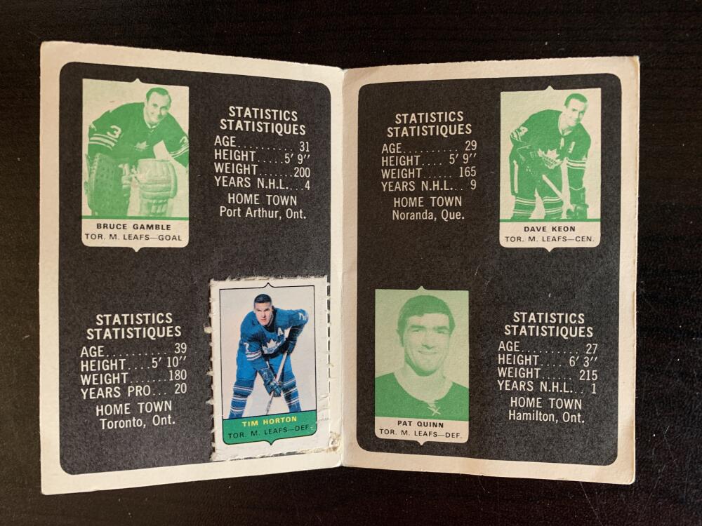 V7592--1969-70 O-Pee-Chee Four-in-One Card Album Toronto Maple Leafs
