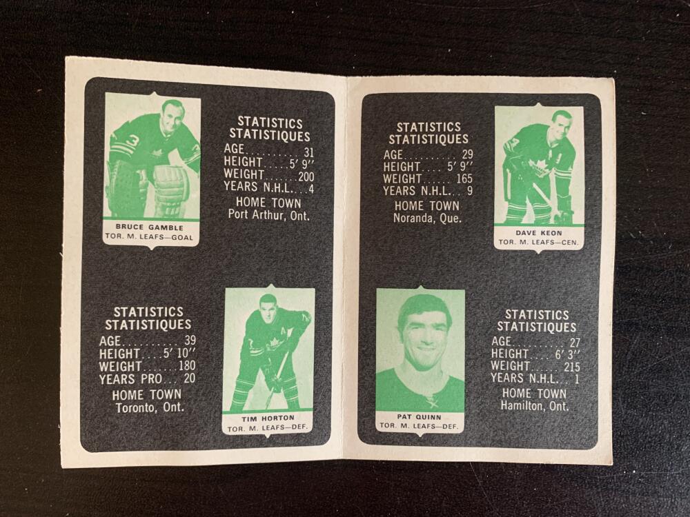 V7595--1969-70 O-Pee-Chee Four-in-One Card Album Toronto Maple Leafs