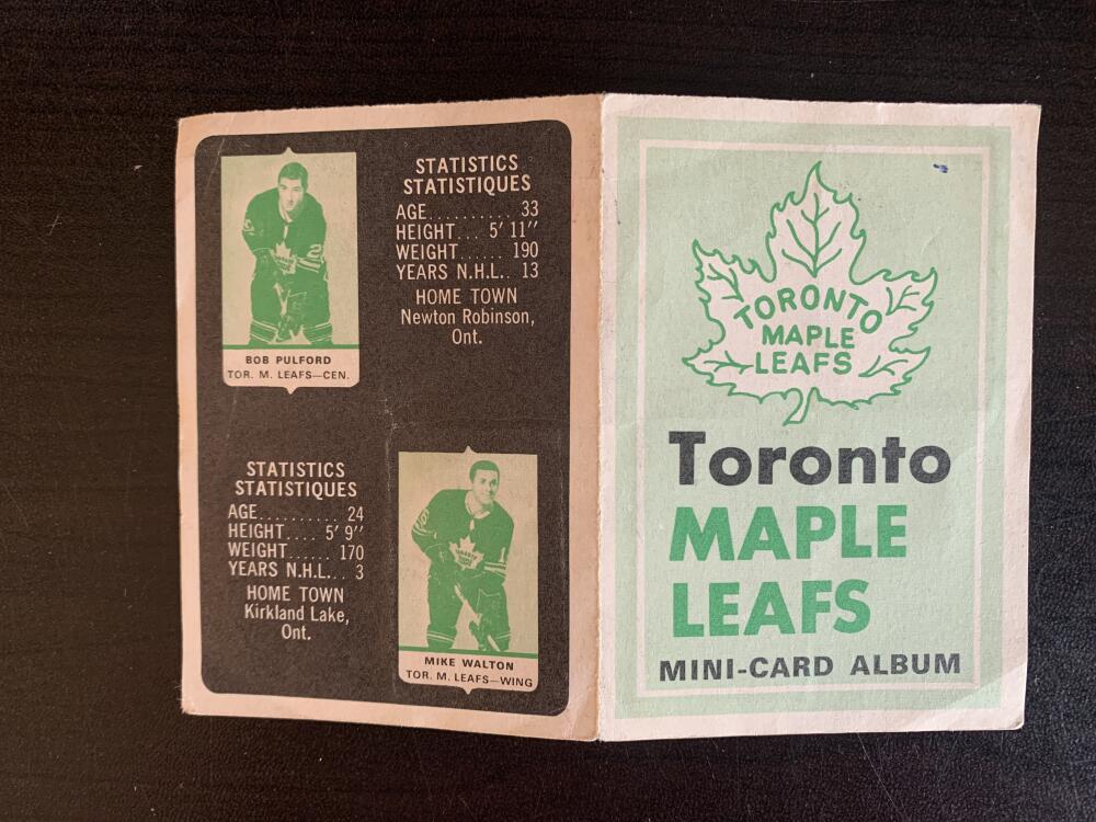 V7593--1969-70 O-Pee-Chee Four-in-One Card Album Toronto Maple Leafs