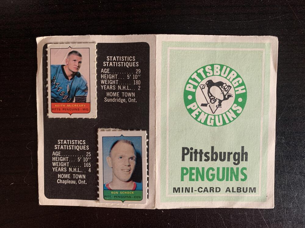V7619--1969-70 O-Pee-Chee Four-in-One Card Album Pittsburgh Penguins