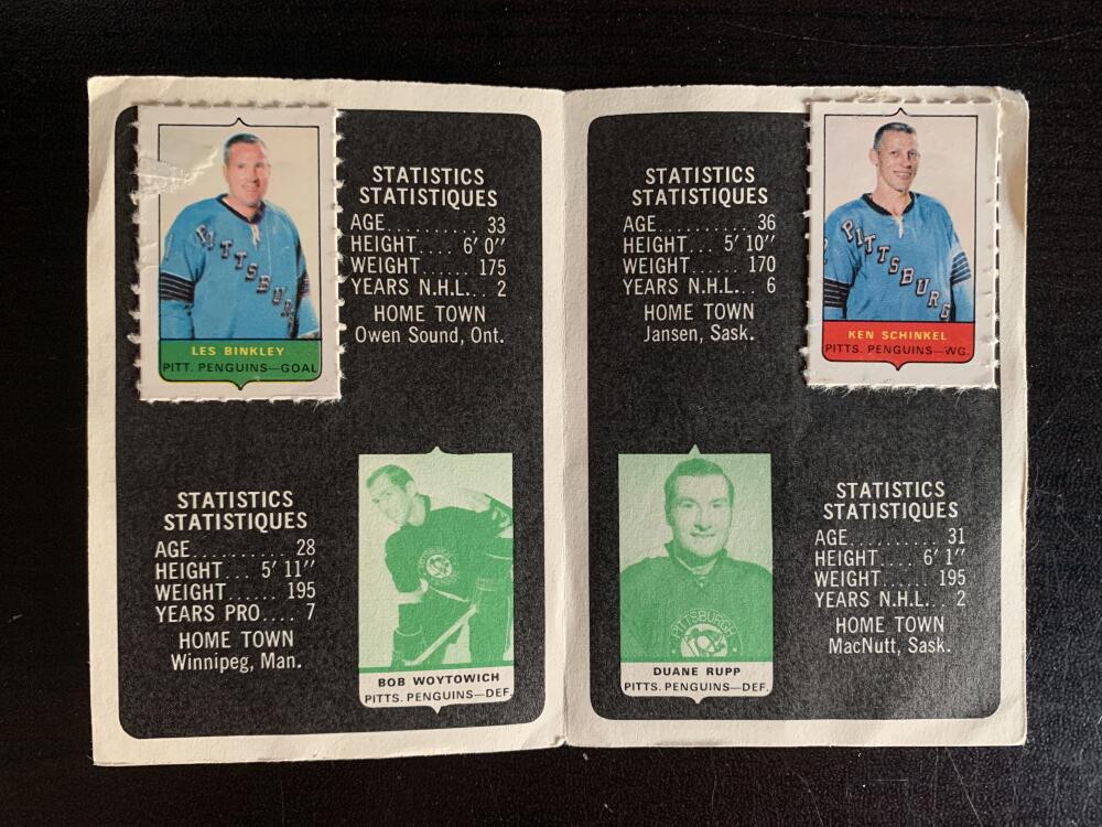 V7619--1969-70 O-Pee-Chee Four-in-One Card Album Pittsburgh Penguins
