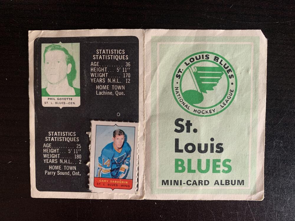 V7623--1969-70 O-Pee-Chee Four-in-One Card Album St. Louis Blues