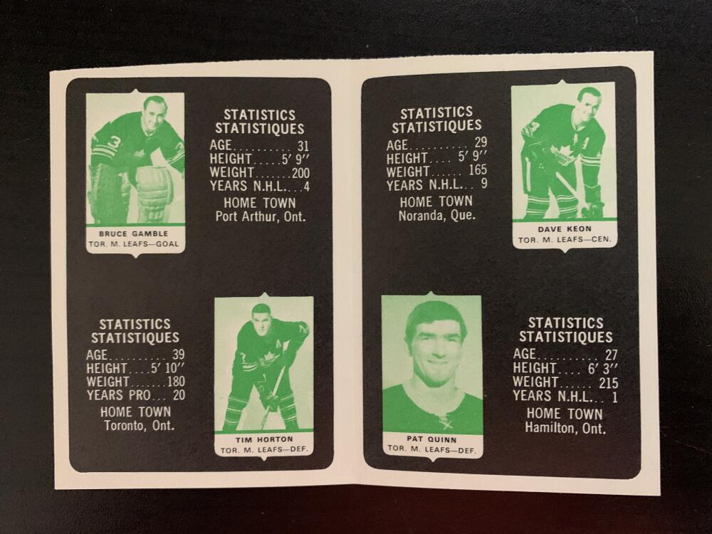 V7627--1969-70 O-Pee-Chee Four-in-One Card Album Toronto Maple Leafs